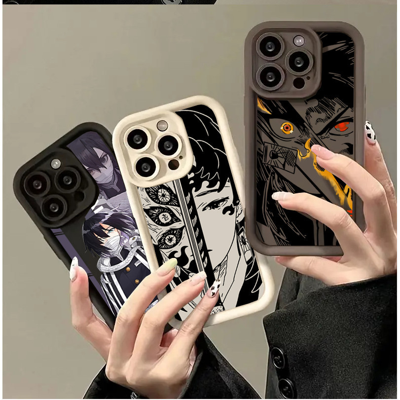 Demon Slayer Black Dead Eye Sky Eye Cát thép mịn Vỏ điện thoại iPhone phù hợp Áp dụng iPhone 16 Pro 