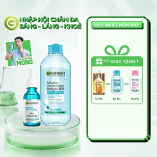 Bộ đôi dưỡng chất và nước tẩy trang làm sạch sâu, giảm mụn Garnier (mới)