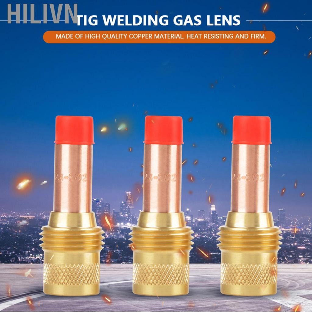 hilivn 3 Ống Kính Khí Thân Collet 45V26 Mỏ hàn TIG WP-17/18/26 2.4mm Đồng Chịu Nhiệt 5x2cm Vàng Đỏ S
