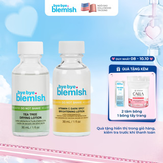 Combo Giảm Mụn Viêm và Thâm Mụn Nhanh - Chấm Mụn Tràm Trà 30ml và Chấm Vitamin C 30ml Bye Bye Blemish