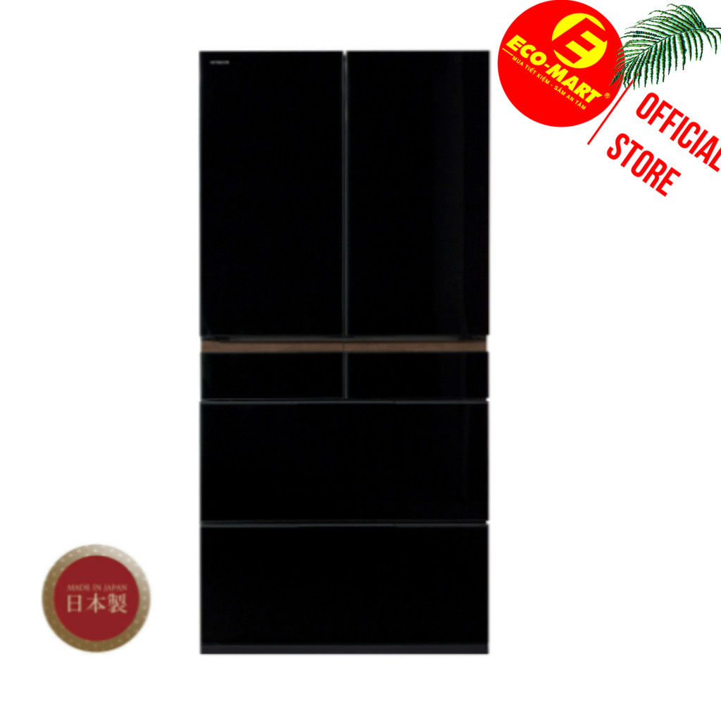 Tủ lạnh Hitachi 670 lít R-GW670TV XK Nhật Bản mặt kính đen pha lê mới 2026 có lắp đặt