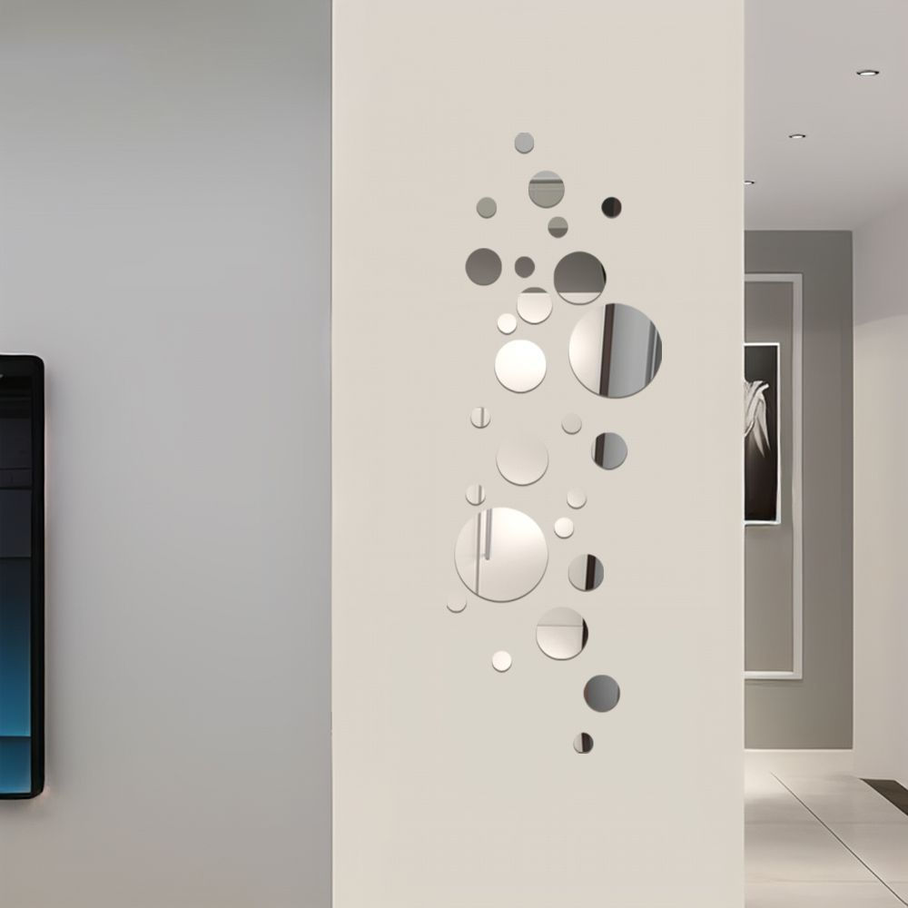 TQ~3d 3D Wall Stickers Geometric Large and Small Circles Acrylic Mirror Wall Stickers for Living Roo
