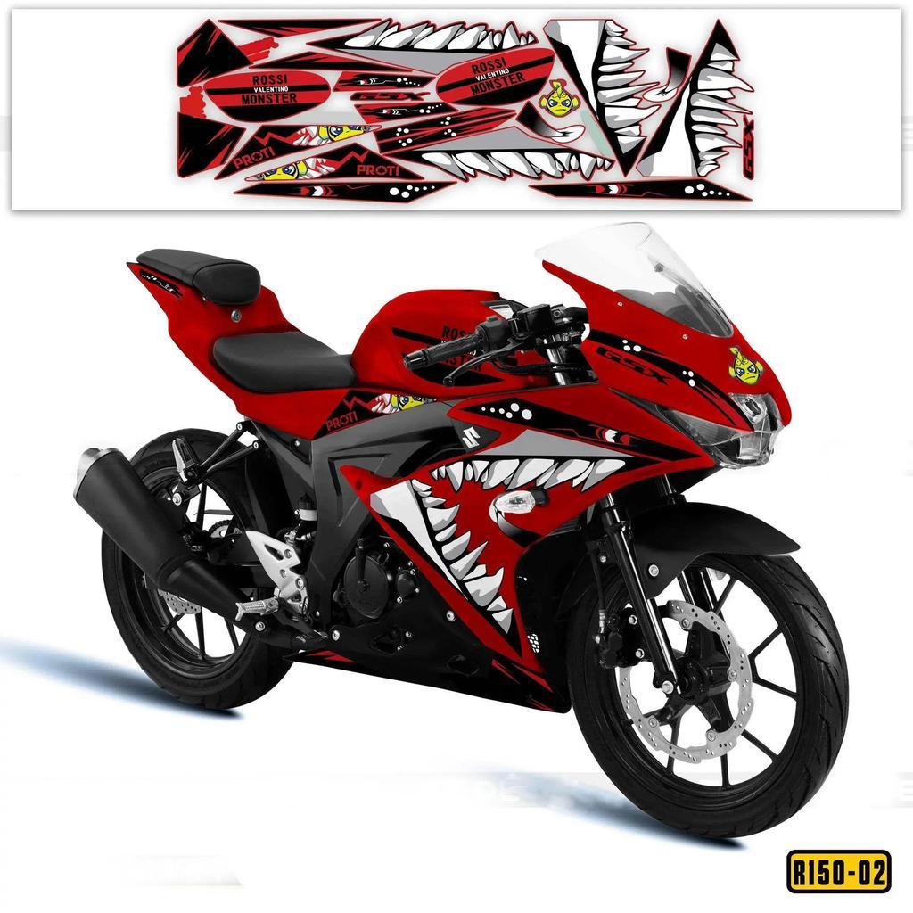 [TT] Tem rời GSX R150 mẫu răng cá mập - Decal 3 lớp cao cấp, chống nước, không bay màu decal tem xe