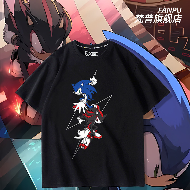 2026 Hàng có sẵn Phong cách mới Sonic Chate Hedgehog Sonic Game Hàng hóa Cùng phong cách Áo thun ngắ