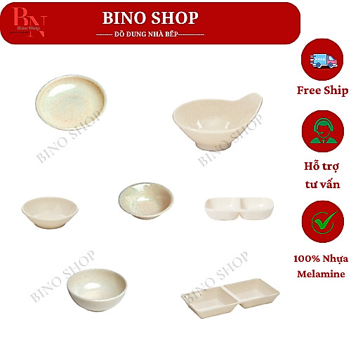 Combo 5 Chén Chấm Nhựa Melamine Vân Đá Kem Nhiều Size