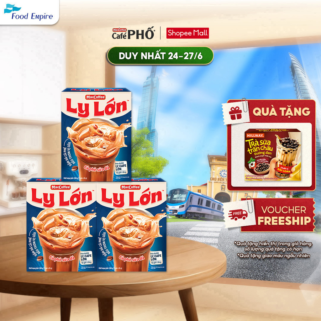 Combo 3 hộp Cà phê Ly Lớn - Maccoffee (hộp 10 gói x 26g)