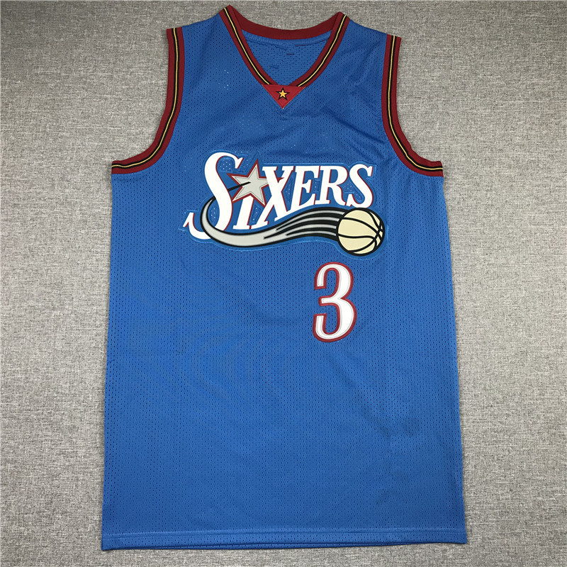 1999-2000 76 Người 3 Xanh IVERSON Retro Lưới Mỹ JERSEY IVERSON JERSEY JERSEY JERSEY