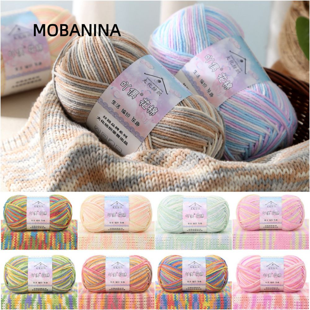 MOBANINA Sợi Đan, 50g / bóng Sợi Đếm 16S Sợi Cotton, Bông Sữa Sáng Tạo Hỗn Hợp Cotton Chải 4Ply Sữa 