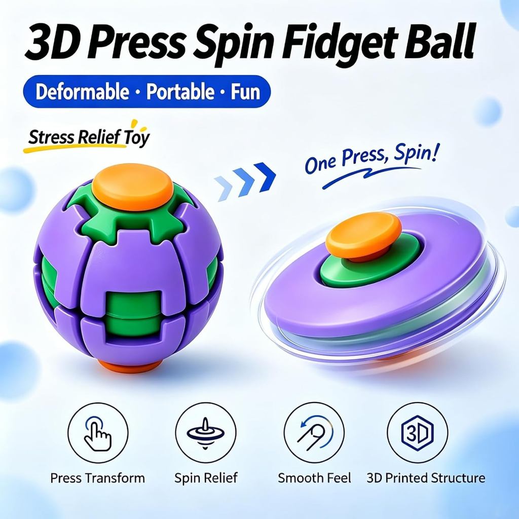 3D Printed Clicker Fidget EDC Fidget Toys Adults 3D Printed Press Balls Decompression Desk Toys to R