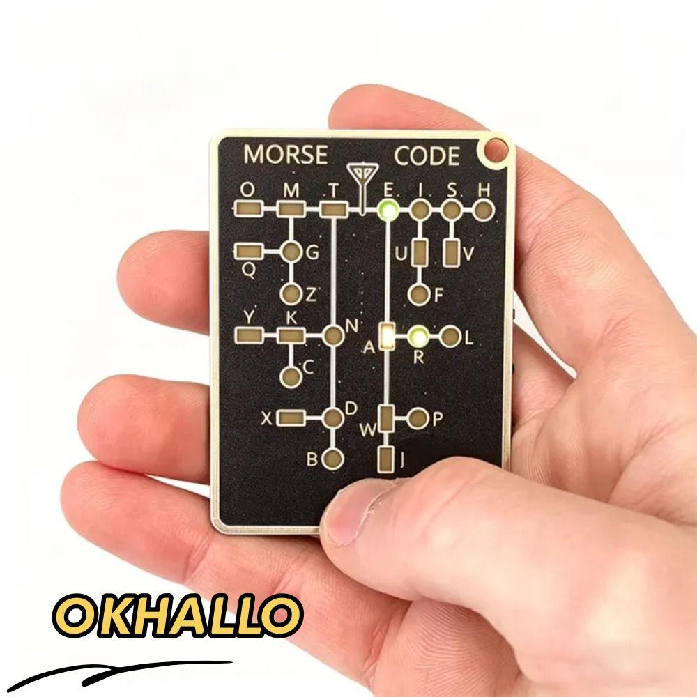 OKHALLO Morse Code Trainer Card, LED Di Động Mã Morse Công Cụ Học Tập, Fun Pocket-Sized Nhẹ Mã Morse