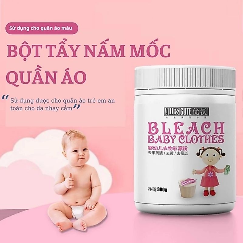 Bột tẩy nấm mốc quần áo Bleach Baby Clothes tẩy trắng tẩy quần áo màu an toàn cho bé
