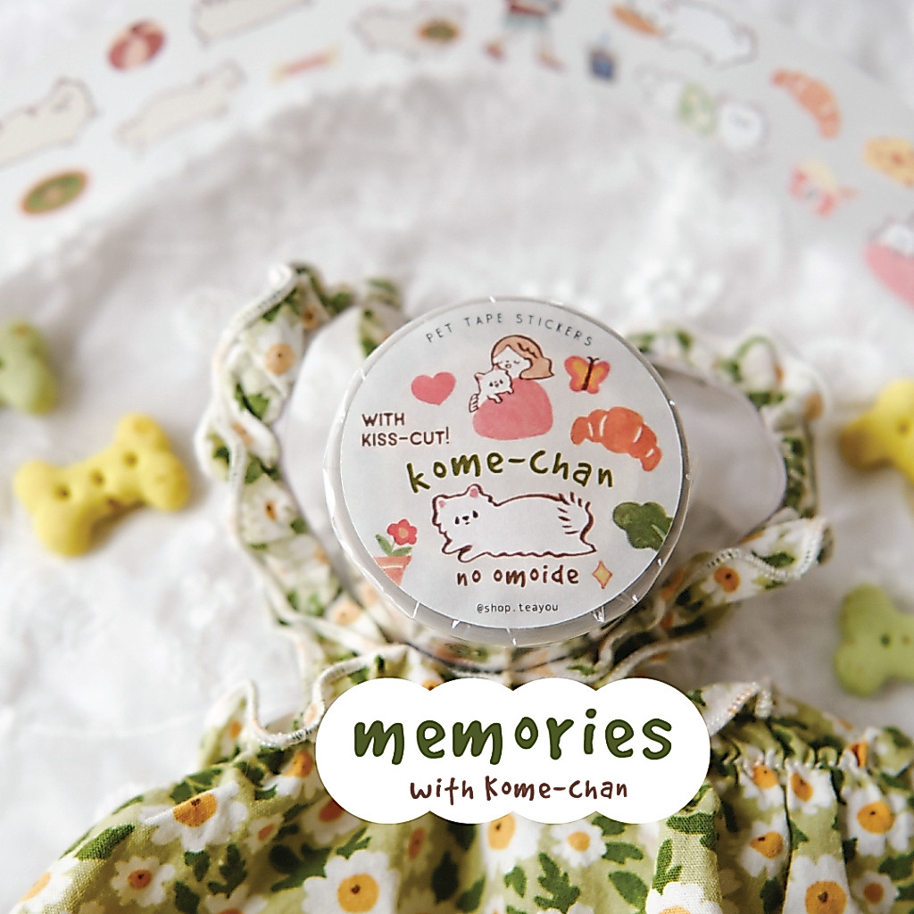 PET Tape Stickers - hình dán bế viền sẵn "Hồi ức cùng Cốm" Kome-chan no Omoide 🐶🥺 | original by teay