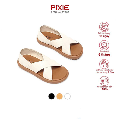 [Form to] Giày Sandal Nữ 3cm Hở Mũi Kiểu Quai Chéo Chất Da Bò Thật Pixie H312