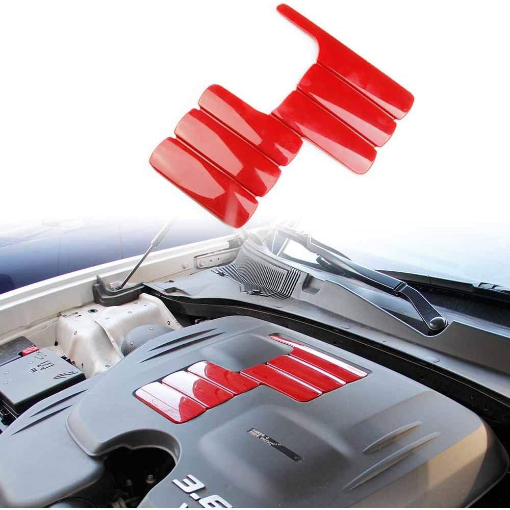 Crosselec Động Cơ Tấm Che Tấm Viền Cho Dodge Charger Challenger Chrysler 300 / 300C 2011-2021 (Đỏ)