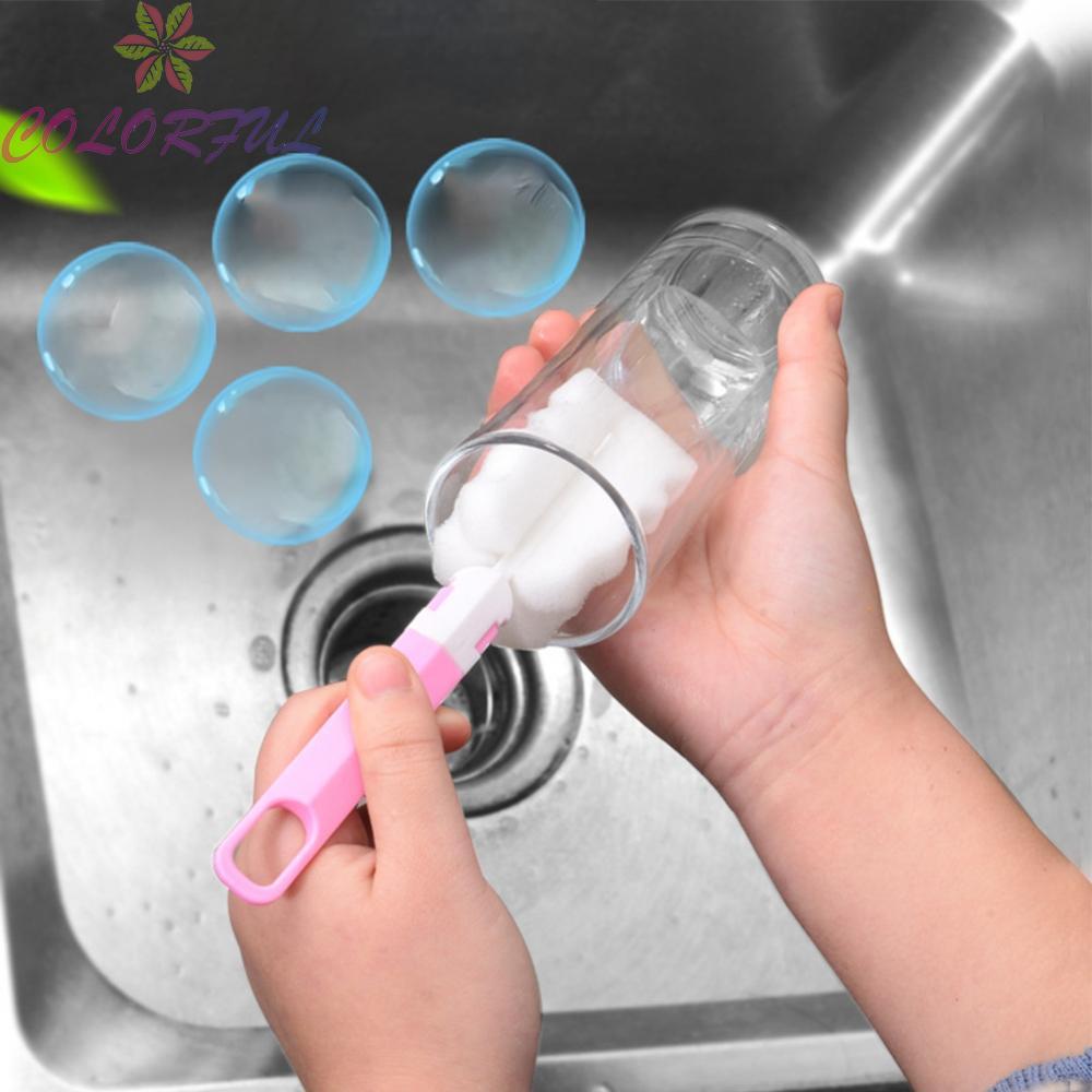 Plastic Handle Sponge Brush for Bottle Cup Glass Car Interior Baby Bottle Clean