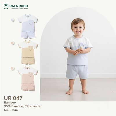 Đồ bộ cộc tay cho bé Ualarogo 6 tháng - 3 tuổi vải Sợi tre Bamboo mềm mịn co giãn UR 047