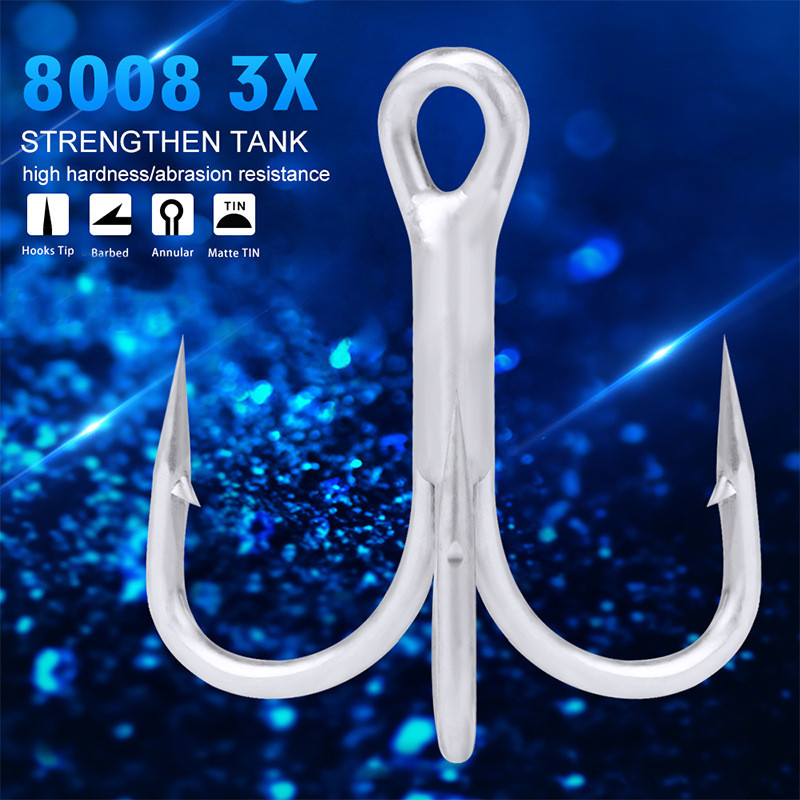 Popular~Triple reinforced fishing hook, lure hook, feather-tied hook, fishing tackle3z