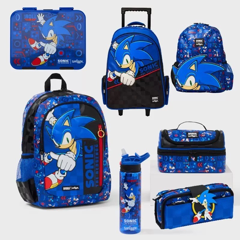Úc Smiggle Trẻ Em Schoolbag Sonic Sonic Ba Lô Hoạt Hình Lớn Ba Lô Dung Tích Lớn Nam Nữ