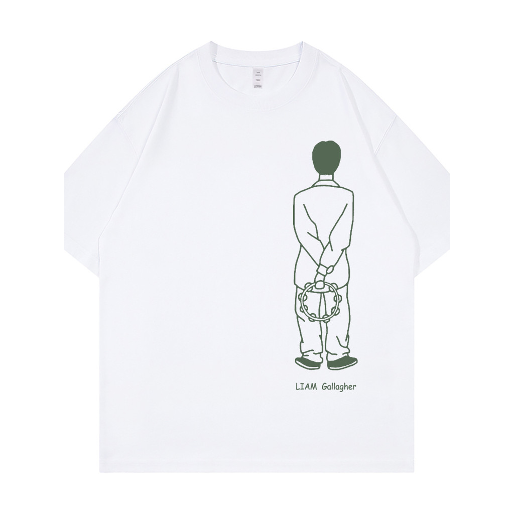 Oasis Oasis Band Liam Casual Simple blur Dễ Thương Thả Vai Rời Cotton Nguyên Chất Cổ Tròn Rock Áo Th