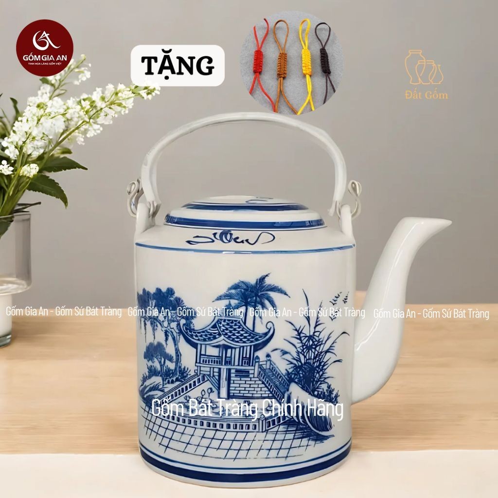 Ấm tích ủ chè xanh, bình hãm trà xanh chất liệu gốm sứ Bát Tràng