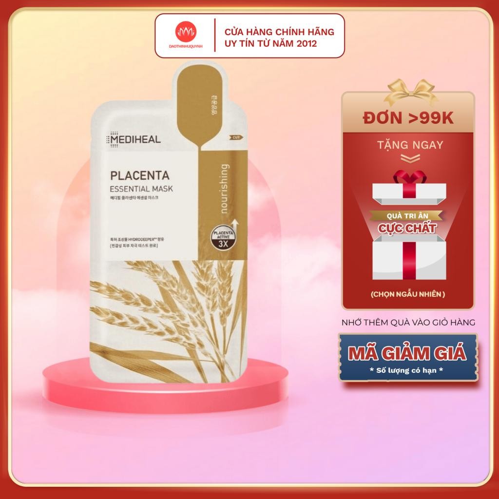 Mặt Nạ Nhau Thai Cừu Mediheal Placenta Revital Essential Mask EX Phục Hồi Da 25ml (mẫu mới)