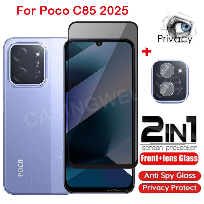 Bảo Vệ Màn Hình Cho Poco C85 PocoC85 4G 5G 2025 Kính Cường Lực Riêng Chống Gián Điệp Full Cover Bảo 