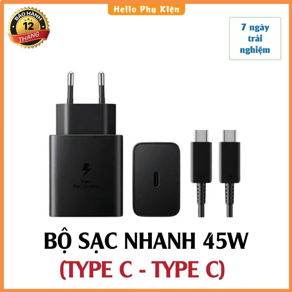 Bộ sạc nhanh 45W Type C to Type C cho các dòng máy SS. Dành cho SAM, Android chân (C-C), Dây sạc 45W