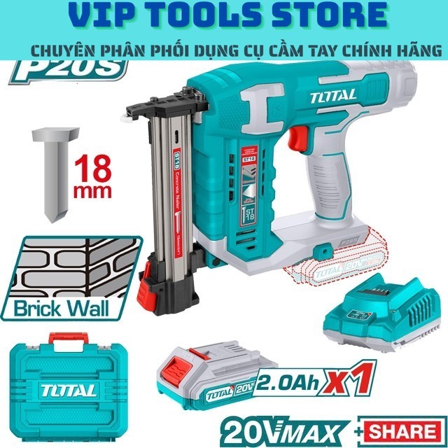 Máy bắn đinh tường gạch ( ST18 ) dùng pin 20V  Total TCSTLI3805 tặng 1 hộp đinh st13