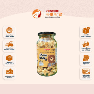 [COMBO 3] - Bánh Gấu VFoods Thái Lan Nhân Kem Chocolate - Gấu nâu (HŨ THỦY TINH 200g)