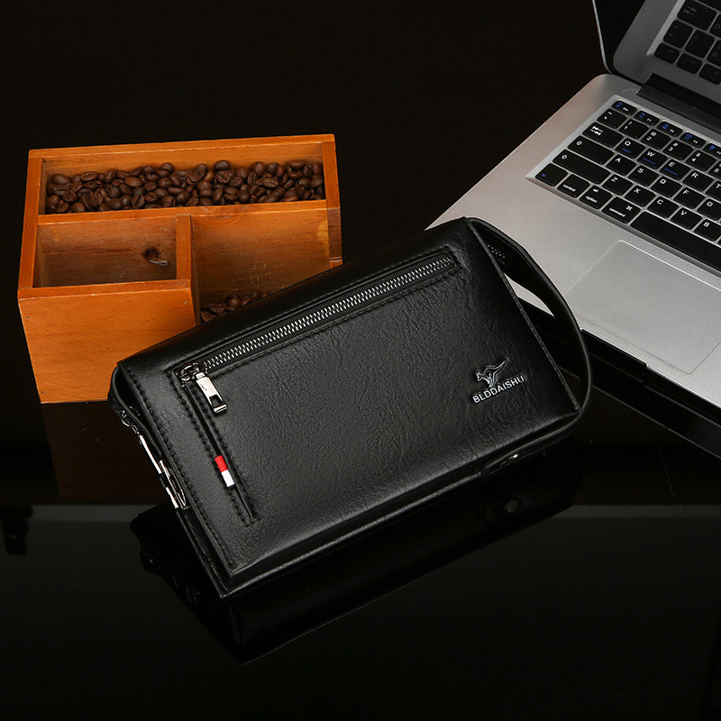 Nam Phong Cách Mới Kết Hợp Khóa Ví Túi Ly Hợp Doanh Nghiệp Chống Trộm Ly Hợp Thông Thường Dung Tích Lớn Da Mềm Mang Theo Hợp Thời Trang