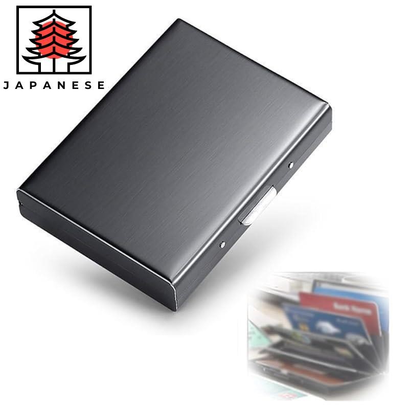 【Direct from JP】RFID Blocking Slim Credit Card Holder Men's Wallet for Business – Black