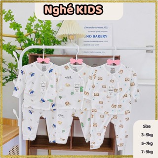 Bộ Dài Tay Sơ Sinh Cho Bé Trai Bé Gái - Bộ Dài Tay Thun Lạnh Peptit Minky Mom Họa Tiết Mát Lạnh Thấm Hút Tốt [Nghekids]
