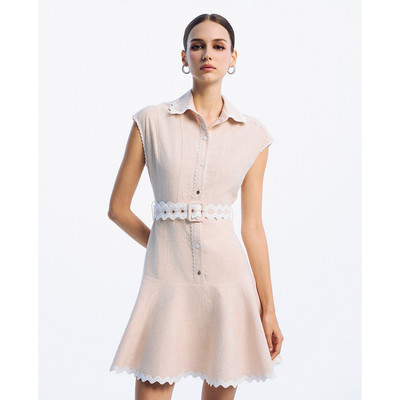 GIGI - Đầm sơ mi mini cổ bẻ tay ngắn phối thắt lưng thời trang_G2107D245140-06