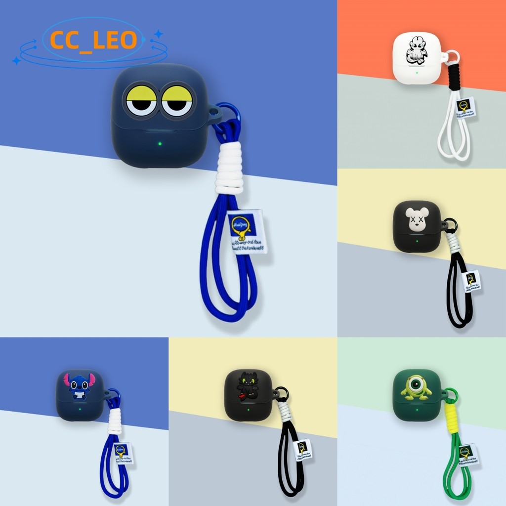 for Baseus Bass BS1 NC Case Cute Night Brake Cartoon Lanyard Silicone Soft Case Suitable for Baseus 