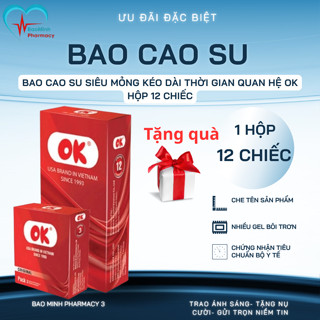 Bao cao su siêu mỏng kéo dài thời gian quan hệ ok hộp 12 chiếc