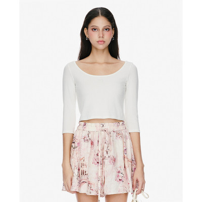 GIGI - Áo croptop nữ cổ thuyền tay lỡ_G1211T253210-00