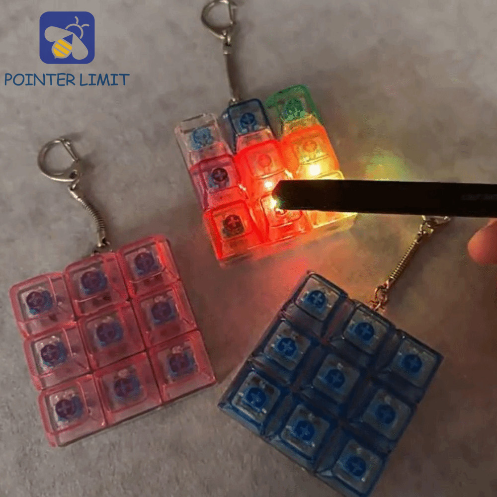 POINTER LIMIT Bàn Phím LED Đồ Chơi Chìa Khóa, Đèn LED Clicker Rõ Ràng Giải Nén Fidget Móc Khóa, Di Đ