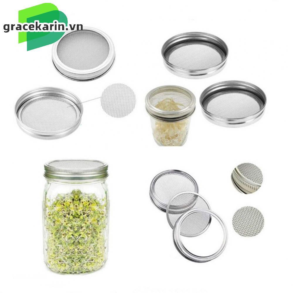 Stainless Steel Lids 304 Stainless Steel 7x7x1.7cm Set 4pcs For Sprouting Jar