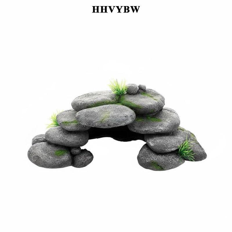 Nhựa Rock Cave Aquatic Pet Hideout Hang Xếp Chồng Sỏi Trang Trí Thiết Kế Tự Nhiên Môi Trường Sống Th