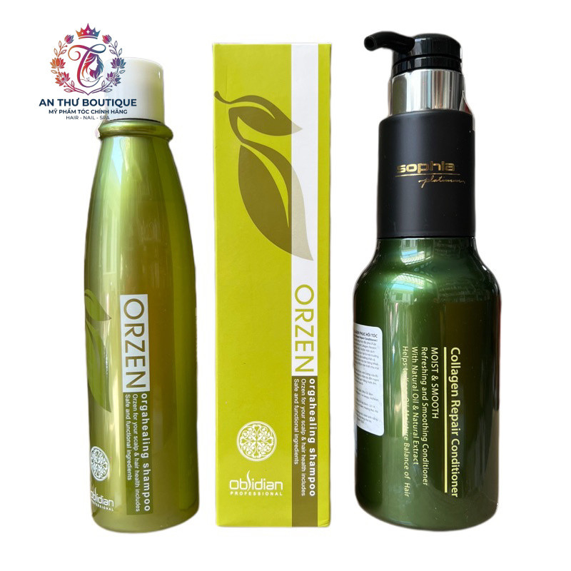 Combo Dầu gội và xả chống rụng tóc Orzen Orgahealing Obsidian 320ml/500ml .AT