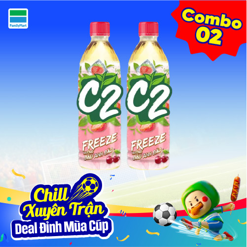 Combo 2 Trà Đen C2 Hương Dâu Anh Đào Freeze 455ML
