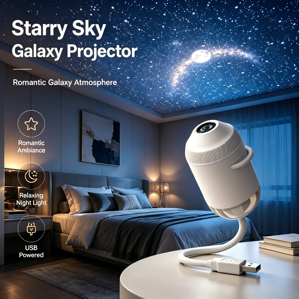 2-in-1Mini Starry Sky Galaxy Projector Light for Bedroom Sleeping Wedding Decoration Night Light