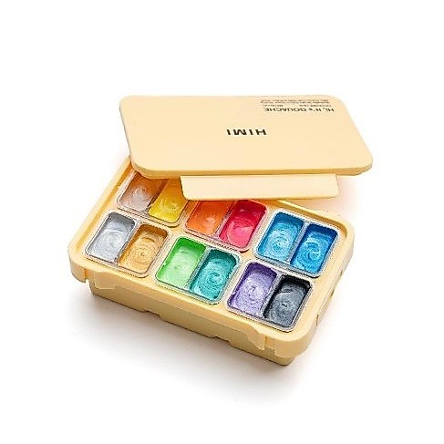 Bộ 12 Màu Gouache HIMI Nhũ Metallic | Gouache Thạch Himi Ánh Kim