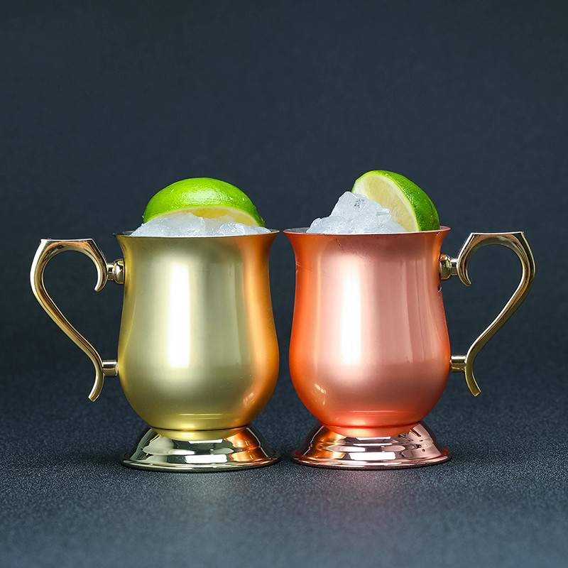 Bar Legend Đồng Thủy Tinh Có Đáy Moscow Mule Glass Cocktail Thủy Tinh Ngọn Lửa Trộn Thủy Mạ Vàng Rượ