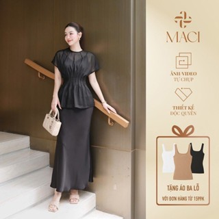 Chân Váy Lụa Queen Dáng Đuôi Cá 2 Lớp Màu Đen Trắng Kem MACI by MKC MCVCVTR0091 Thời Trang Nữ Thiết Kế Độc Quyền