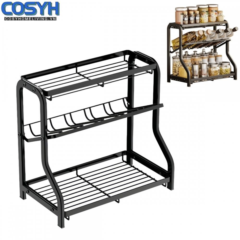 <cosyh>3 Tier Standing Spice Rack Organizer with Inclined Design for Kitchen Countertop