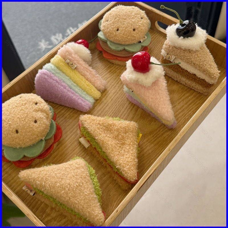 SV Hamburger Bánh sandwich Sang Trọng Búp Bê Mô Phỏng Thực Phẩm Đồ Chơi Nhồi Bông Móc Khóa Mặt Dây C