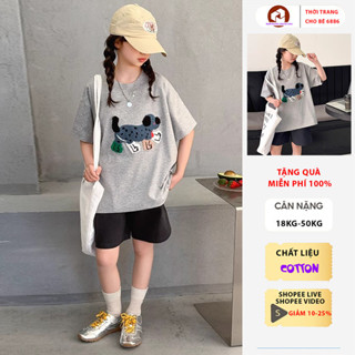  Bộ cộc tay bé gái đồ bộ cho bé gái mùa hè quần áo mùa hè cho bé gái mẫu CÚN size 18-50kg chất liệu cotton mát 