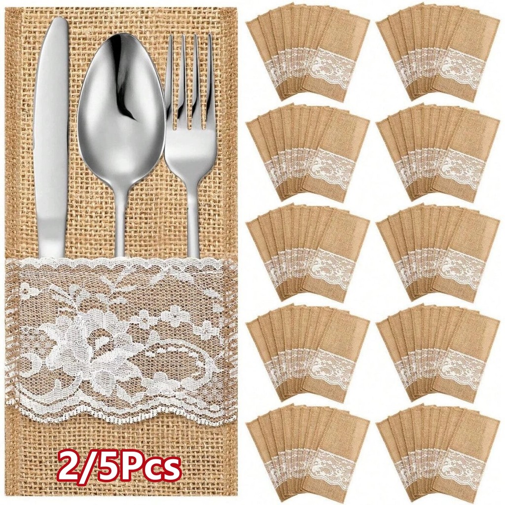 2 / 5 Chiếc Vải Bố Ren Dụng Cụ Dao Kéo Túi Đựng Halloween Trang Trí Bàn Dao Nĩa Túi Quà Tặng Tân Gia