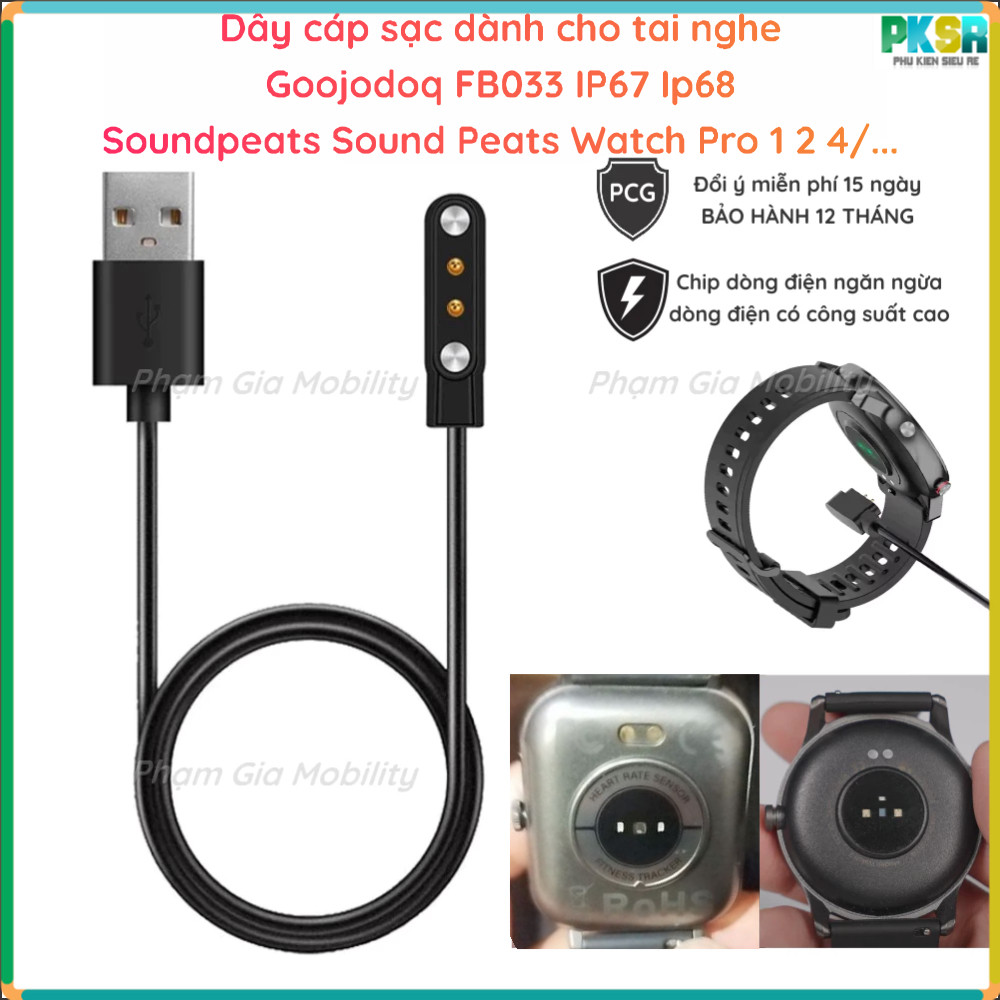 (BH 12th) Dây cáp sạc đồng hồ thông minh Goojodoq FB033 IP67 IP68/ Soundpeats Sound Peats Soudpeat W